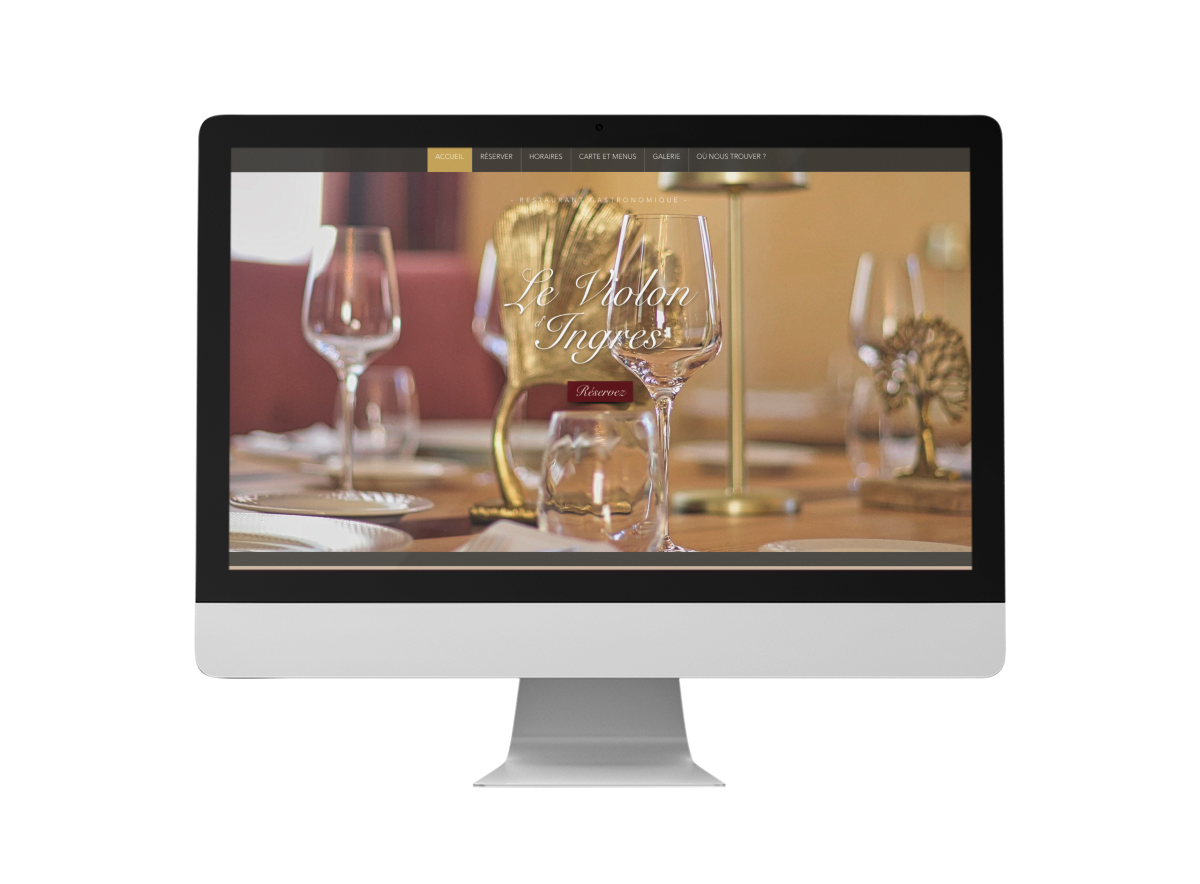 Capture d'écran d'un magnifique site web sur un écran d'ordinateur. Adaptez cette esthétique exceptionnelle à votre propre site de restaurant pour captiver vos visiteurs en ligne.